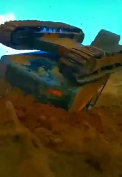 This visual effect made with a toy excavator