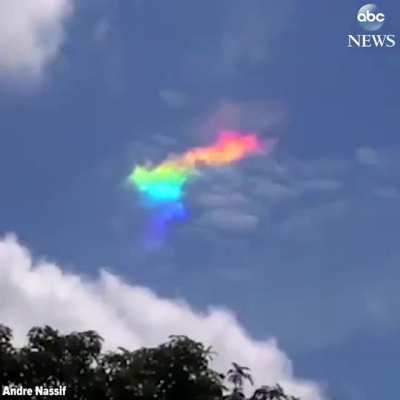 The stunning video captures a wonderful example of the phenomenon known as cloud iridescence, which painted the sky above Ribeirao Claro, Brazil with a brilliant rainbow.