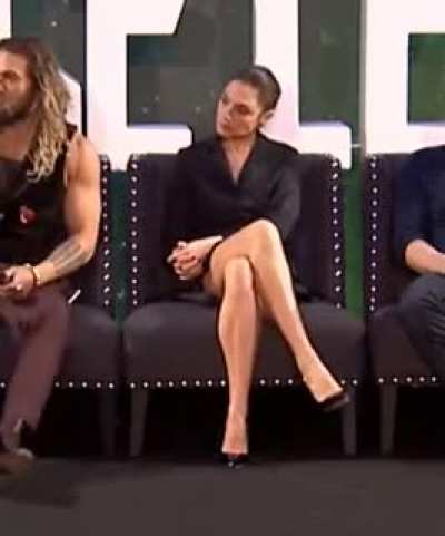 Admiring her legs