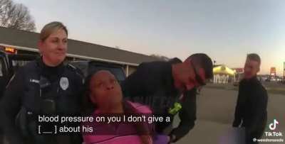 Drunk woman being detained