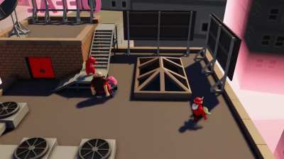 girl gets yeeted (Gang Beasts)
