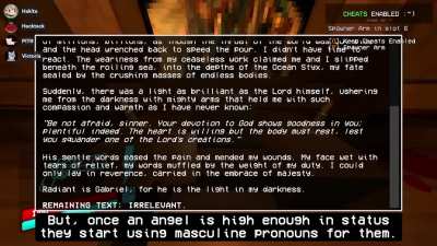 Some very important parts of the dev stream (made by @canon-gabriel-quotes on Tumblr) 