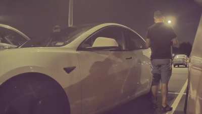 Guy urinate on my Tesla. P.S.-he also own a Tesla.