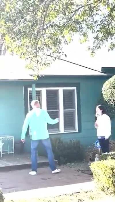 Man tries to pick up his son from his exes house and gets shot twice by by his sons stepfather.