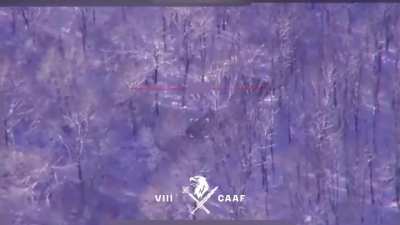 Drone footage by a Ukrainian Drone operator shows the detection of two Russian air defense systems, a Buk-M2 and a Buk-M3. Later they are getting attacked by rockets fired from an M142 HIMARS.