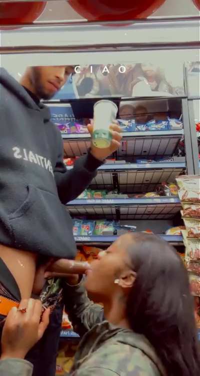 Blowjob in a shop
