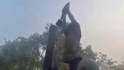 Rare Footage of Myanmar/Burmese Junta Mortar Team Firing at Attacking Resistance Forces (Unknown Region) (April 4, 2024)