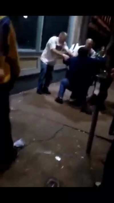 Guys rough up a bouncer who kicked them out