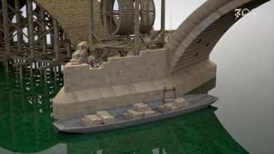 Building of a medieval bridge, 45 years of construction (14th century)