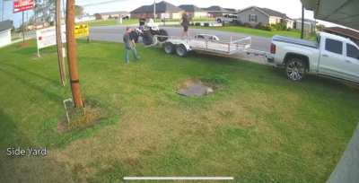 driving a four wheeler on a trailer