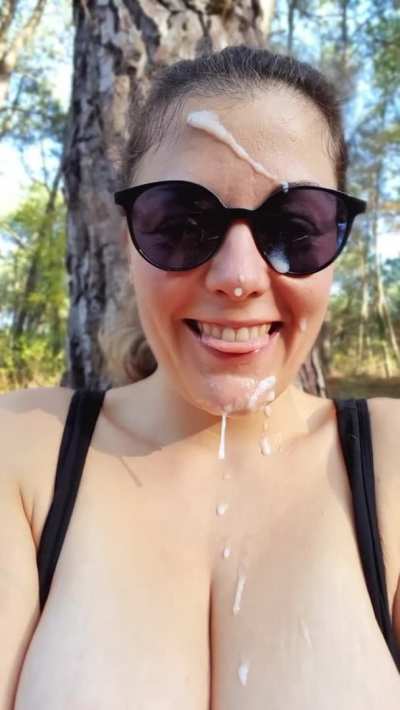 Facefucked in the woods, followed by a cumwalk [OC]