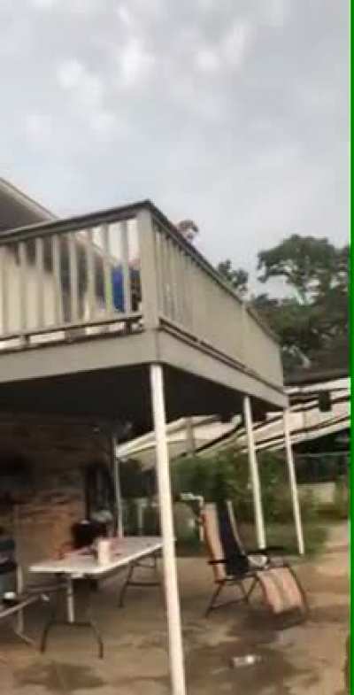He barely cleared the railing.