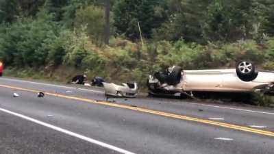 Idiot without seatbelt is lucky to be alive after he's thrown from his somersaulting convertible. Please don't speed down bumpy hills