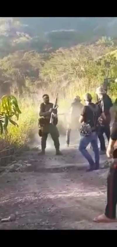 Sicario from CDS hip-firing a FN M249 SAW with a 200 round ammo box while another sicario single handedly, mag dumps a fully automatic AK47 before a sicario hip fires a Barrett M107A1 in the sierra of Sinaloa, México.