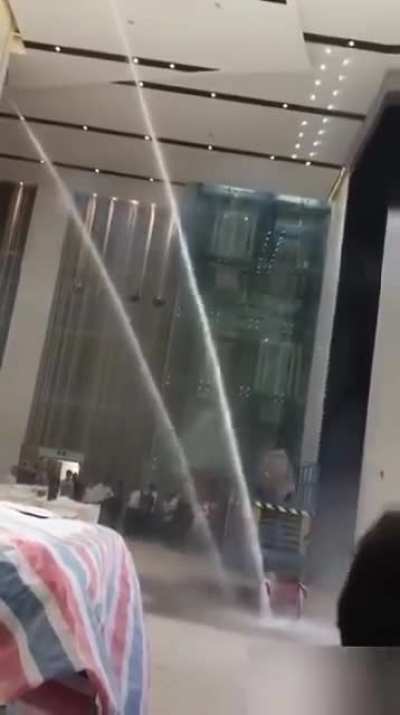 Sprinklers lose their effectiveness at high ceiling spaces. For fire protection, these 