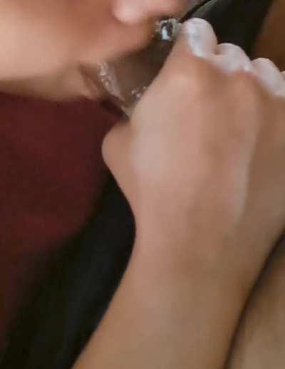 Drooling over his meat❤️. It makes my pussy so wet just to sloppy suck guys off😋. I warm up my pussy that way for the next part🤭<wbr>😉😍