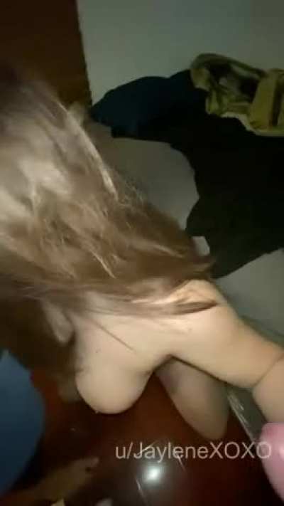 Sucking my friend and my husband's cocks while we were at a house party