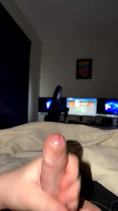 [19] Stroking my horny uncut virgin cock while imagining how sex would feel in