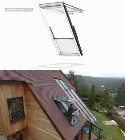 Roof window and balcony combination.