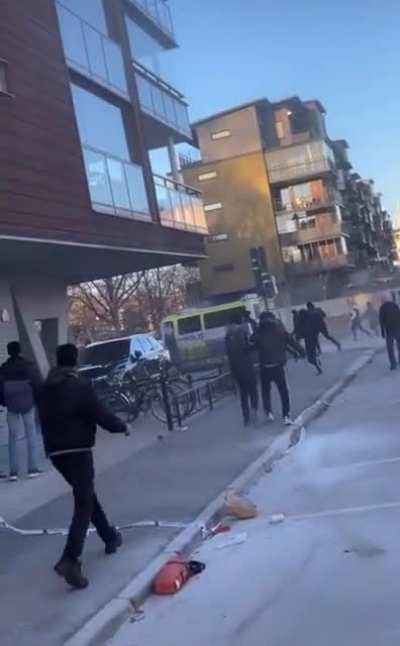A police bus being stolen in Sweden