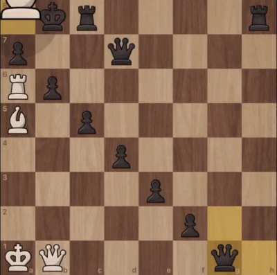 Black just blundered with the move g1=Q, found the mate for a change :) (1800 rated game).