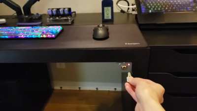 I created a unnecessary way to power up my unnecessary peripherals with a spare arcade lock