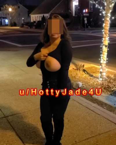 My bar and sidewalk flashing boobies