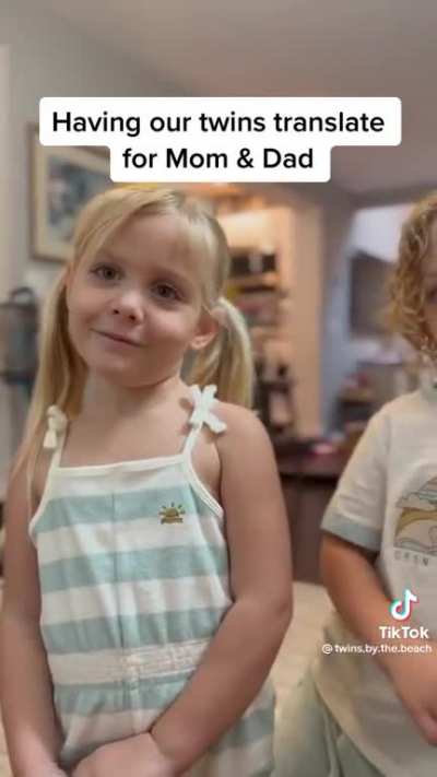 Cute way to practice 2 languages with bilingual children :)