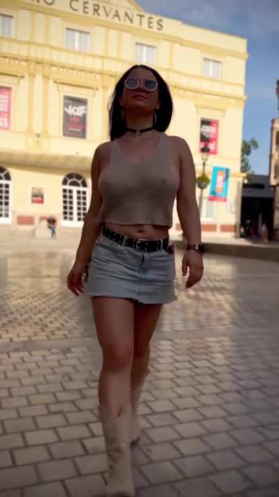 Walking with a stride and bouncy tits