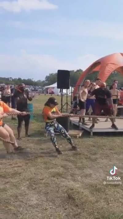 to beat these women at tug-of-war