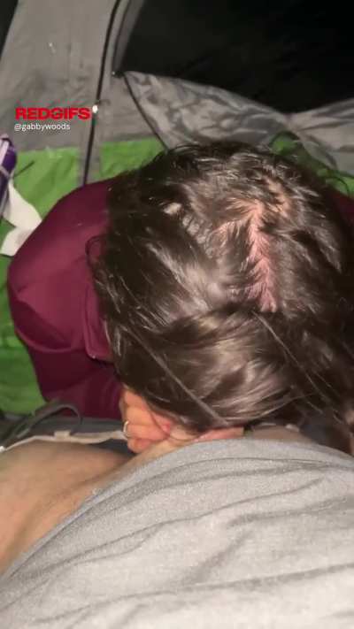 Swallowed his cum in the tent