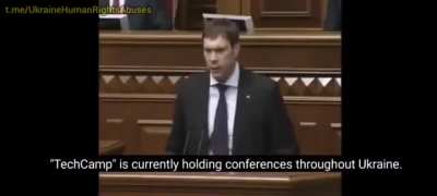 He tried to warn the people of Ukraine of where they're heading but his words were drowned by their colleagues protest.