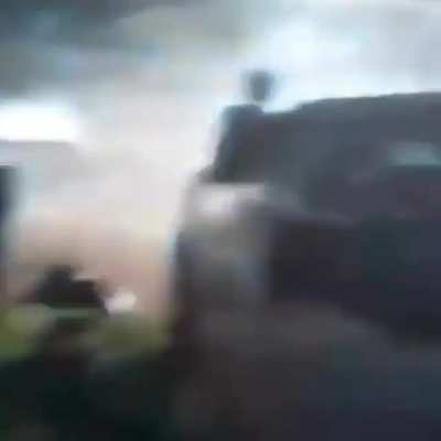 Clones troopers fighting CIS droids inside the dust clouds of Geonosis (22 BBY colorized)
