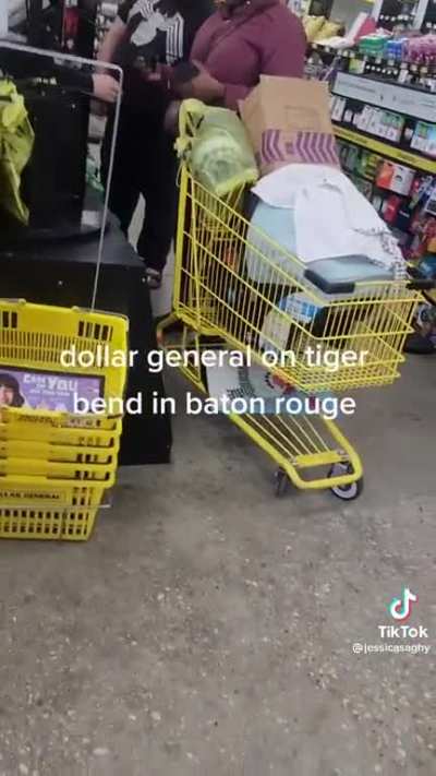 Woman tries to get a refund for a phone she bought at Baton Rouge LA Dollar General and per store policy, they don’t accept refunds for phones. She then gets frustrated at the employees for simply doing their job.