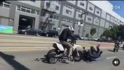 At least he was wearing a helmet
