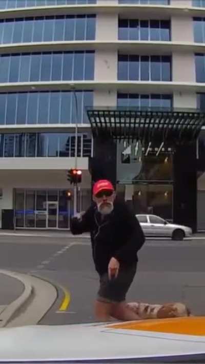 Cursing driver while crossing the road