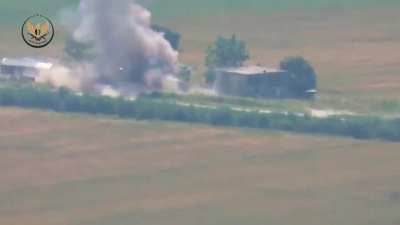 NLF ATGM strike on a group of Syrian Army soldiers unloading supplies - al-Hawaiz Front - 2019