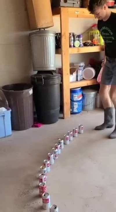 to stomp the cans on the beat