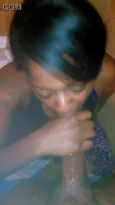 Slim ebony eating