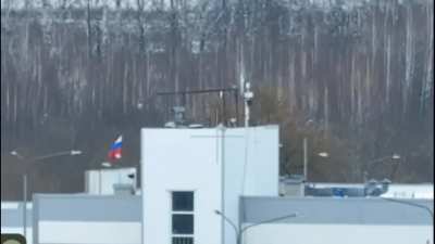 Destruction of surveillance cameras in the area of ​​the Pogar border checkpoint of the Bryansk Oblast, Russia.  Work of drone operators from the 61st Mechanized Brigade 