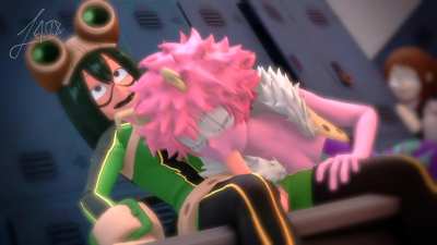 Mina blowing Tsuyu in locker room (Adri<wbr>anDus<wbr>tRed)