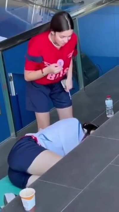 my gf somehow fell asleep like that and her friends decided to pull a prank on her