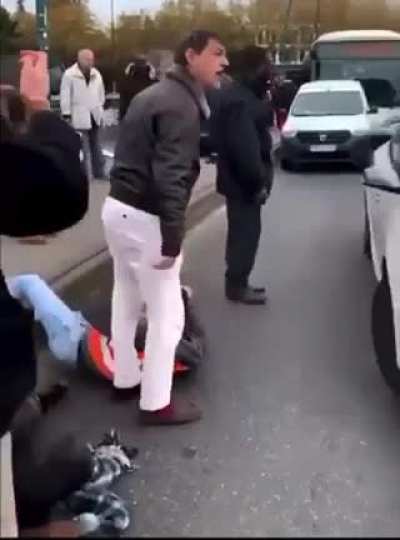 Mountain Of A Man Tosses Enviro-Nuts Blocking The Road Like Rag Dolls