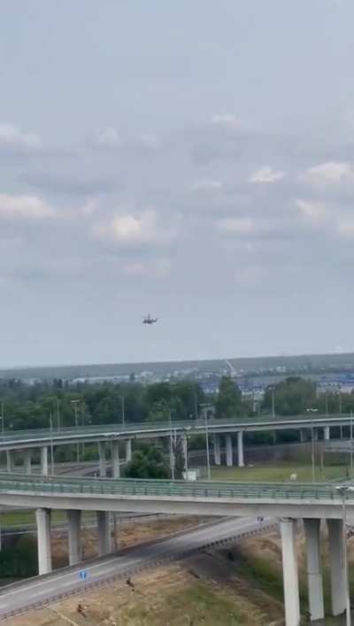 RU POV: MoD Ka-52 dodges a Strela-10 missile launched by PMC Wagner units.