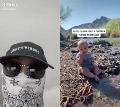 Haha no sunscreen for this kiddo.