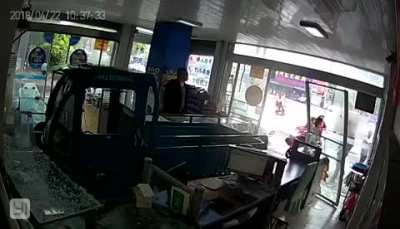 Dog left in truck by owner causes it to drive into a store