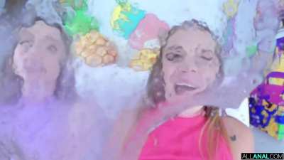 Ailee Anne and Samantha Reigns swap their anal creampie, then spit and lick the camera lens