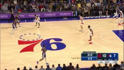[Highlight] Scottie Barnes rolling with 12 points, 1 ast in the 1st Q on 4/4 shooting; all shots: