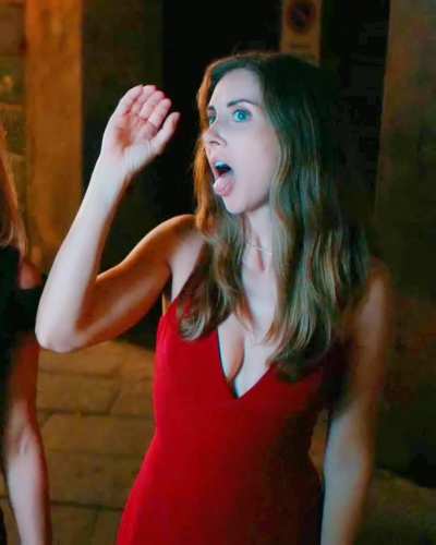 Alison Brie suggestive gesture in 