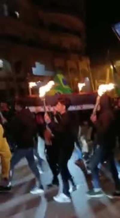 Brazil fans celebrating Germany's knockout from the World Cup